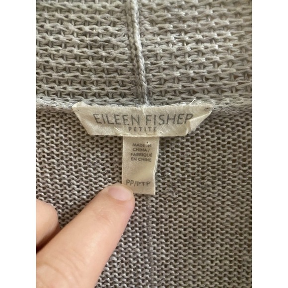 Eileen Fisher Womens Petite PP Linen Knit Open Draped Lightweight Cardigan Gray - Picture 2 of 16